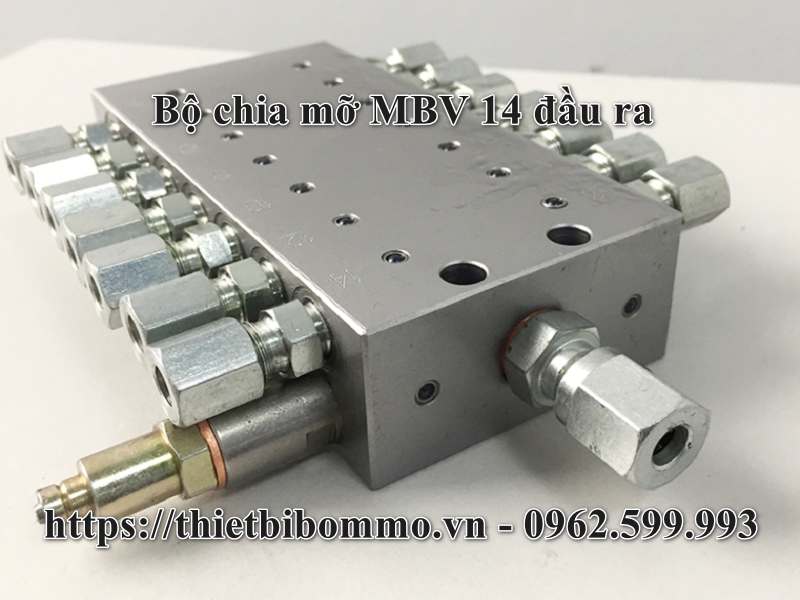 Bộ chia mỡ MBV 14 đầu ra dành cho hệ thống bơm bôi trơn mỡ