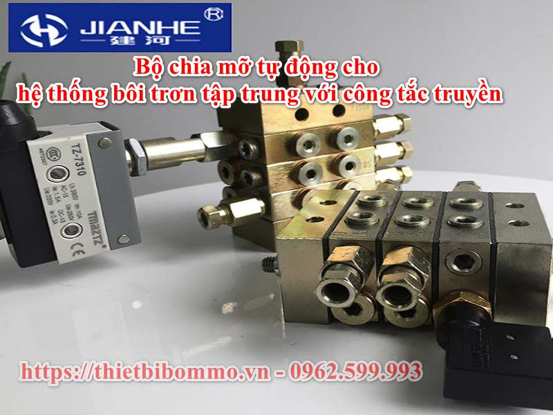 Bộ chia mỡ tự động cho hệ thống bôi trơn tập trung với công tắc truyền
