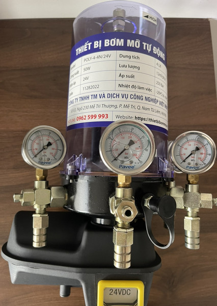 THIẾT BỊ BƠM MỠ TỰ ĐỘNG 4 ĐẦU RA CHẠY ĐIỆN 24V